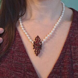 Victorian Bohemian "Pomegranate" Cluster Brooch | Manganese Pink glass